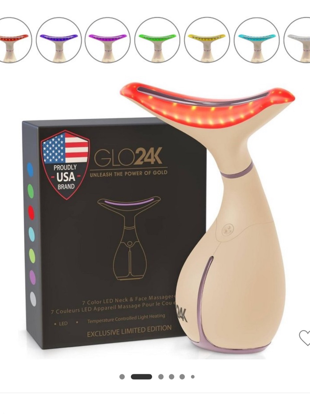 GLO 24K 7 color LED neck face Massager LIMITED EDITION!! - Picture 3 of 12